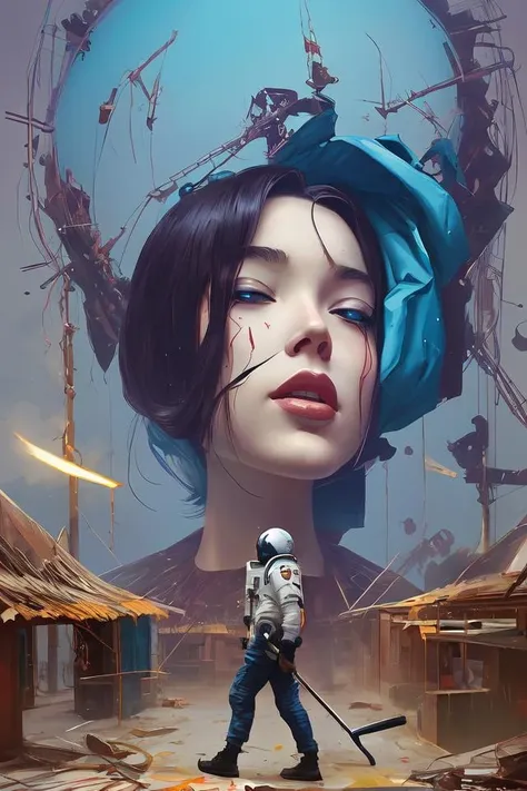"realistic detailed image of an cosmonaut alone in the tundra next to whale skeleton in the style of Francis Bacon, Surreal, Norman Rockwell and James Jean, Greg Hildebrandt, and Mark Brooks, triadic color scheme, By Greg Rutkowski, in the style of Francis Bacon and Syd Mead and Edward Hopper and Norman Rockwell and Beksinski, open ceiling, highly detailed, painted by Francis Bacon, painted by James Gilleard, surrealism, airbrush, Ilya Kuvshinov, WLOP, Stanley Artgerm, very coherent, art by Takato Yamamoto and James Jean"