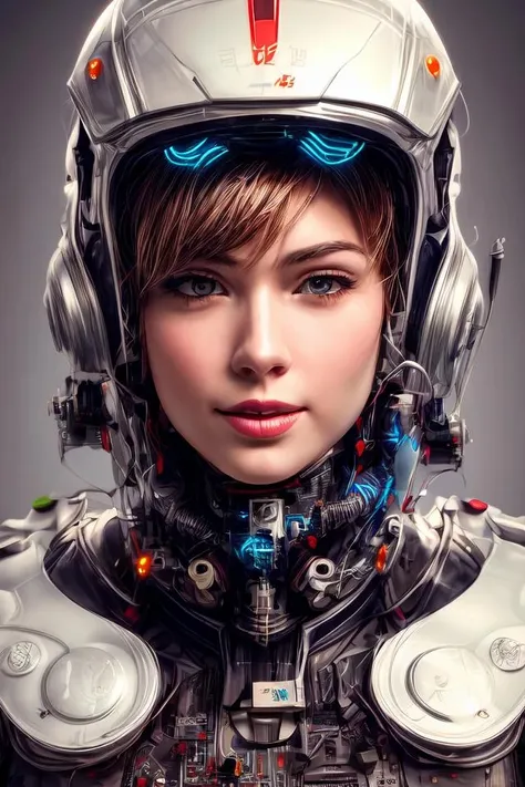 portrait512 Cyborg512 Tay512, electronics, motors, wires, buttons, lcd <lora:add_detail:2>