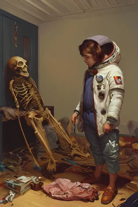 "realistic detailed image of an cosmonaut alone in the tundra next to whale skeleton in the style of Francis Bacon, Surreal, Norman Rockwell and James Jean, Greg Hildebrandt, and Mark Brooks, triadic color scheme, By Greg Rutkowski, in the style of Francis Bacon and Syd Mead and Edward Hopper and Norman Rockwell and Beksinski, open ceiling, highly detailed, painted by Francis Bacon, painted by James Gilleard, surrealism, airbrush, Ilya Kuvshinov, WLOP, Stanley Artgerm, very coherent, art by Takato Yamamoto and James Jean"