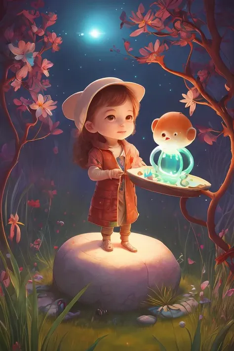 a surreal Bioluminescent, very very very cute Silene in a happy world by Daniel Merriam, Trending on Artstation, oil on Canvas by Elena Zhurikhina and Goro Fujita and Charlie Bowater, octane render, 4k, 8k, HD,
