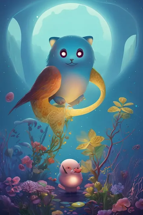 a surreal Bioluminescent, very very very cute Silene in a happy world by Daniel Merriam, Trending on Artstation, oil on Canvas by Elena Zhurikhina and Goro Fujita and Charlie Bowater, octane render, 4k, 8k, HD,