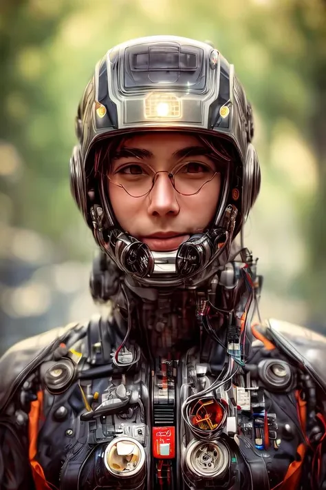 portrait512 Cyborg512 Tay512, electronics, motors, wires, buttons, lcd <lora:add_detail:2>