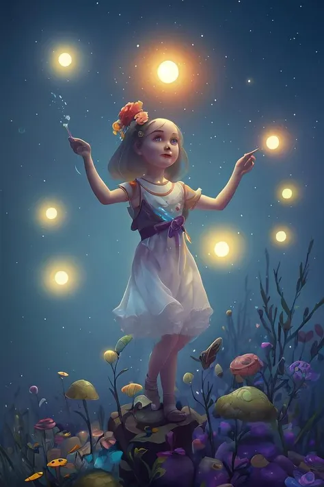 a surreal Bioluminescent, very very very cute Silene in a happy world by Daniel Merriam, Trending on Artstation, oil on Canvas by Elena Zhurikhina and Goro Fujita and Charlie Bowater, octane render, 4k, 8k, HD,