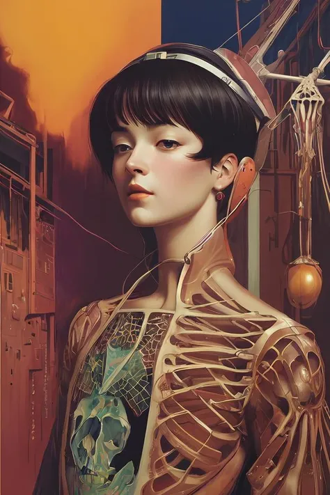 "realistic detailed image of an cosmonaut alone in the tundra next to whale skeleton in the style of Francis Bacon, Surreal, Norman Rockwell and James Jean, Greg Hildebrandt, and Mark Brooks, triadic color scheme, By Greg Rutkowski, in the style of Francis Bacon and Syd Mead and Edward Hopper and Norman Rockwell and Beksinski, open ceiling, highly detailed, painted by Francis Bacon, painted by James Gilleard, surrealism, airbrush, Ilya Kuvshinov, WLOP, Stanley Artgerm, very coherent, art by Takato Yamamoto and James Jean"