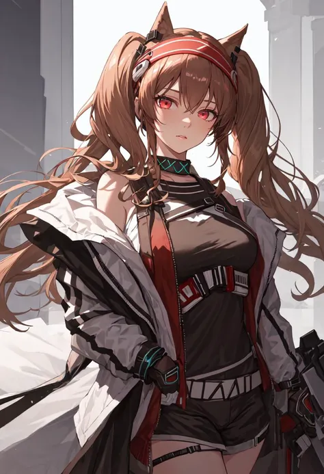 nice hands, masterpiece, best quality, ultra-detailed,
1girl, headband, coat, angelina \(arknights\),arknights,
simple background,cowboy shot, outdoors, cityscape,
(empty eyes, blank eyes:1),
drip,bottomless, no panties, dirndl,spread,