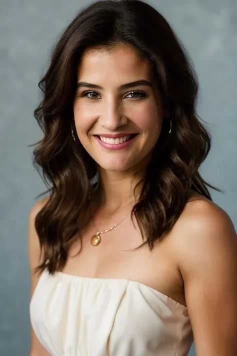 Realistic photo of a beautiful c0b13sm woman, 1girl, solo, long hair, breasts, looking at viewer, smile, simple background, black hair, white background, dress, bare shoulders, brown eyes, jewelry, medium breasts, upper body, earrings, teeth, sleeveless, dark skin, white dress, grin, dark-skinned female, lips, realistic, nose, soft lighting, professional Photography, Photorealistic, detailed, RAW, analog, sharp focus, 8k, HD, DSLR, high quality, Fujifilm XT3, film grain, award winning, masterpiece<lora:c0b13sm:1.0>