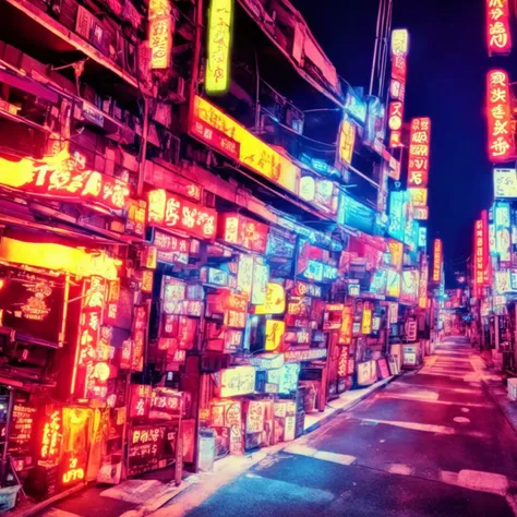 textless, Tokyopunk ChristianBale Neon Street signs, shops, road