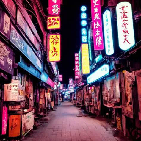 textless, Tokyopunk ChristianBale Neon Street signs, shops, road