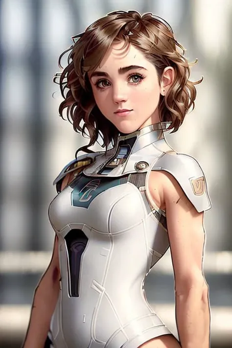 a photo of (nataliadyer:1.3), head and shoulders style portrait photo (((shot from the waist up))) of beautiful young woman with pale skin with short blond hair and piercing clear white eyes in a (((futuristic and sexy skin tight white and gold full body smooth bodyarmor with small arc reactor in the center of her chest))) looking at camera during a professional photoshoot modelshoot style, (((((insanely detailed, high definition, high quality, amazing detail, intricate details, shallow depth of field, reflections, photographed on a Canon EOS R5, 50mm lens, F/2.8, HDR, sharp focus, award-winning, Unreal Engine 5, 8K, hq, hrd, art by artgerm and greg rutkowski and alphonse mucha)))))