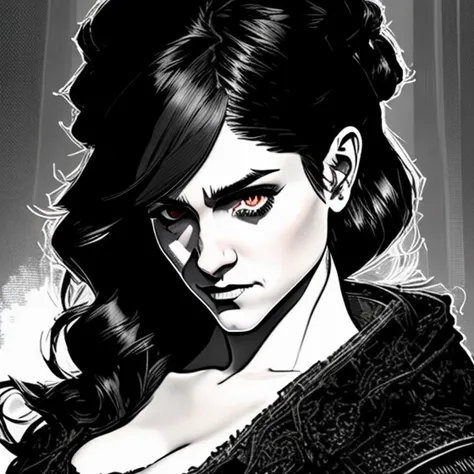 gothic nataliadyer with long black hair, sharp focus, 4k, art by EMB_rfktrbwmnga-20000