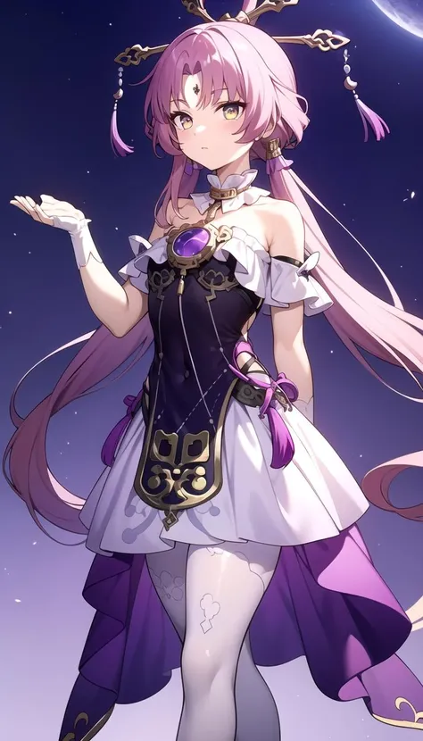 Walking, Purple theme, masterpiece, best quality, <lyco:fuxuan:0.7>, (Fuxuan:1.0), (Yellow purple eyes), Dress