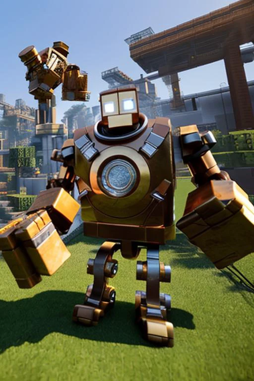 blitzcrank, solo, looking at viewer, full body, industrial, (masterpiece:1.2, best quality), <lora:BlitzcrankV2-000024:0.6>,MCwrld