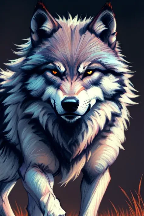 (masterpiece, best quality:1.1), no humans, wolf, animal, animal focus, evil, monster,
 <lora:OilPastel_v1_R128:1>