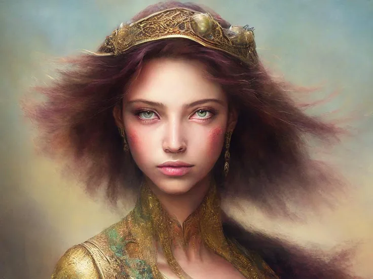 8k portrait of beautiful woman with brown hair, intricate, elegant, highly detailed, majestic, digital photography, surreal painting gold butterfly filigree, broken glass, (masterpiece, side-lighting, finely detailed beautiful eyes: 1.2), HDR, in the style of biomechanical