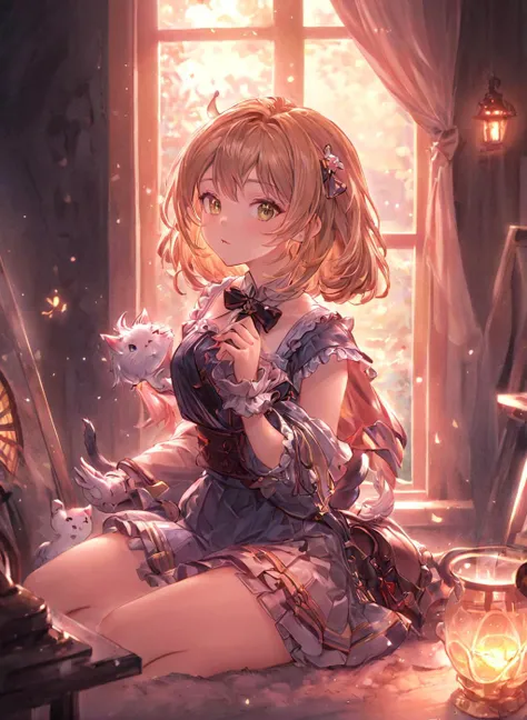 (best quality, masterpiece: 1.1), (realistic: 1.4), 1 girl, portrait, (corneo_dva) Anime girl in a black dress, black gloves, vocaloid, rhine, anime style. 8K, Loli, Kagamine Rin, by Arknights, splash art anime loli, render of a cute 3d anime girl, little curved loli, anime 3d style, loli in dress
