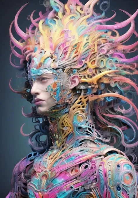1 mucle man,full body,gradient background, face focus, looking at viewer, <lora:sci-fibaroque:1>