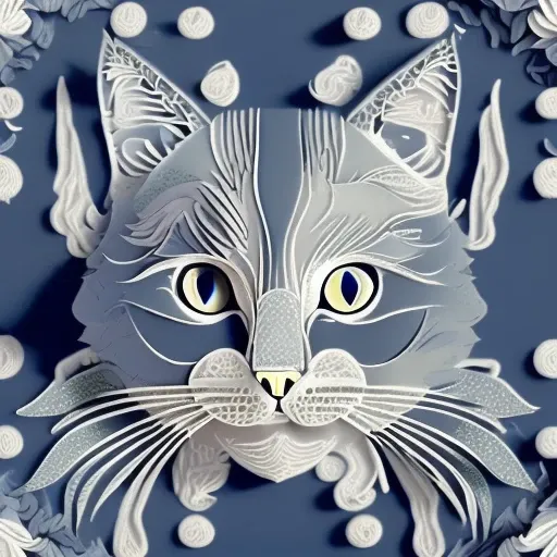 ((tabby grey cat)), mdjrny-pprct, (blue background), multicolor