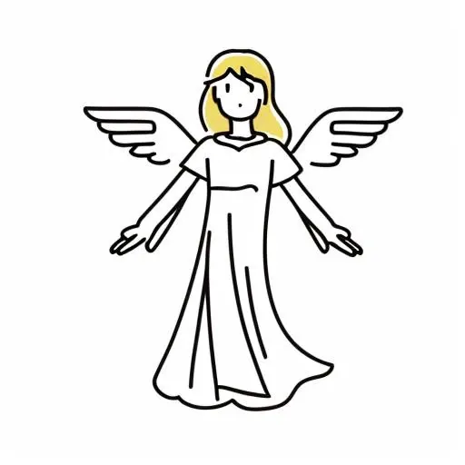 angel,  
white background, simple outline, 
 <lora:Japanese_style_Minimalist_Line_Illustrations:0.85>