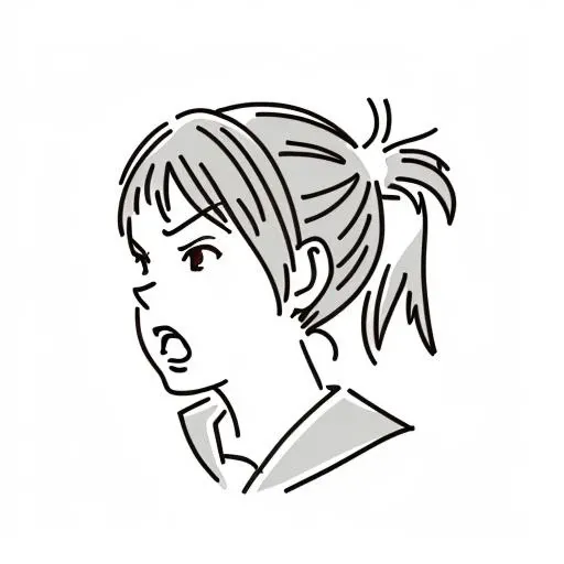 1girl, shibuya rin, school uniform, face , from side, floating hair, anger, open mouth,
white background, simple outline,
<lora:Japanese_style_Minimalist_Line_Illustrations:0.75>