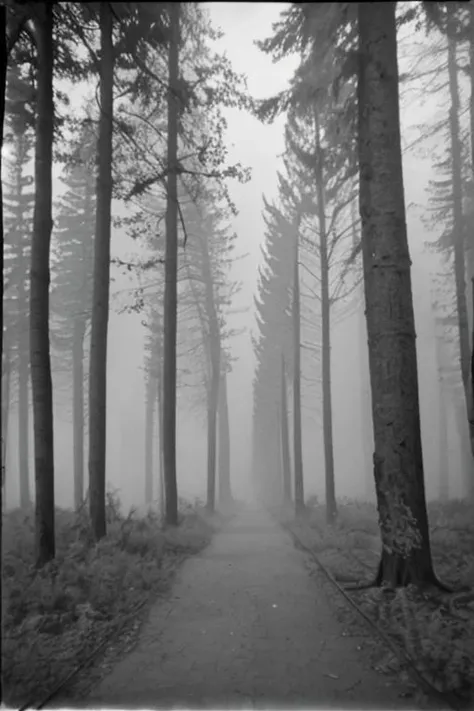 bw_kiev, polaroid: a foggy forrest