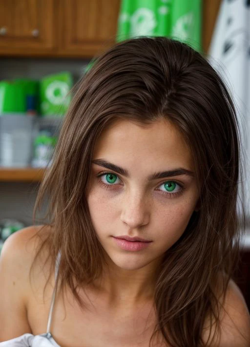 <lora:sara:0.75>green_eyes, medium_hair, brown_hair,teenage