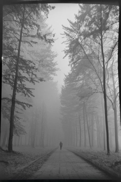 bw_kiev, polaroid: a foggy forrest