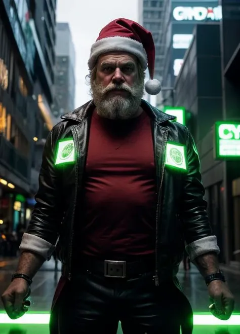 Green flashing, cybercity
cyberpunk Santa brutal,, 5>