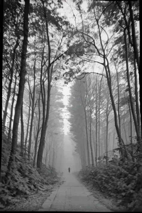 bw_kiev, polaroid: a foggy forrest