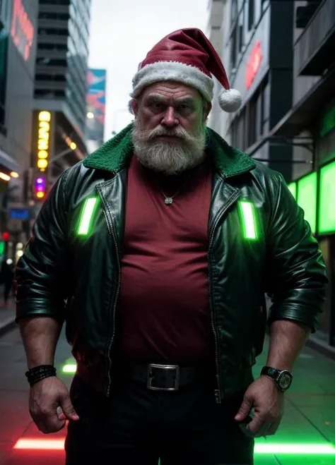 Green clothes 
cyberpunk Santa, 5>