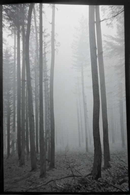 bw_kiev, polaroid: a foggy forrest