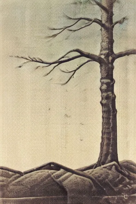 lith_agenta_leinwand  an old tree, big and strong