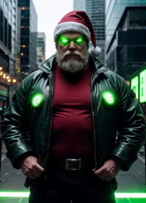 Green flashing, cybercity
cyberpunk Santa brutal,, 5>