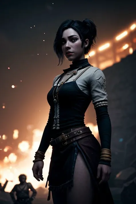 roguelike dnd, female barbarian black hair, white background, beautiful, adventure core, Cinematic lighting, Volumetric lighting, Epic composition, Photorealism, Bokeh blur,