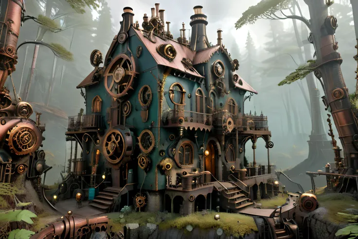 <lora:Cognifique:1> cogstyle, fantasy home in the forest made from small cogs, steampunk, forest made from small cogs, <lora:add-detail-xl:1> <lora:SteampunkXL_V1:1> steampunk, (8k uhd), contrast colors