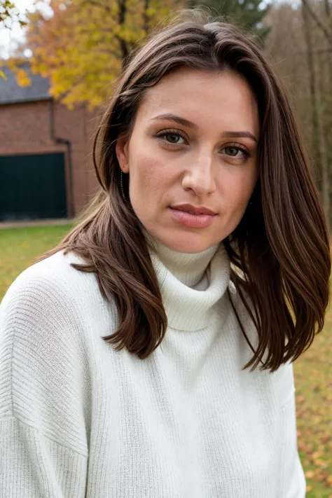 portrait, parted lips, turtleneck sweater, <lora:Sensual Jane:1>, outdoors