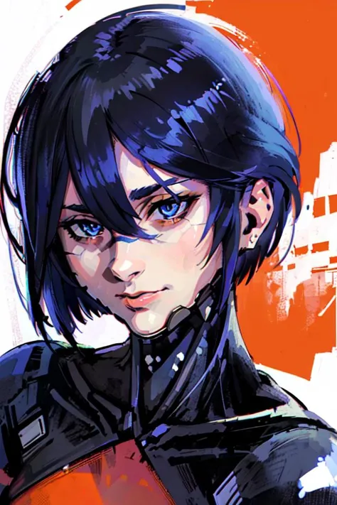 (masterpiece, best quality:1.4), 1girl, solo, black short hair, blue eyes, cyborg, portrait
perfect anatomy, black and orange power armor,
1980s \(style\)
<lora:satoshiUrushihara_urushisatoV15:0.0>, <lora:Elster:0.7>, <lora:DiscoElysiumStyle_v1:0.5>