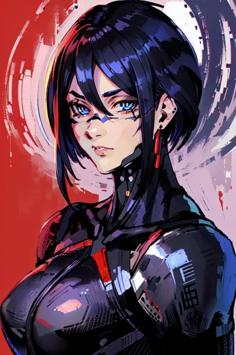 (masterpiece, best quality:1.4), 1girl, solo, black short hair, blue eyes, cyborg, portrait
black and orange power armor, (red iris:1.4)
1980s \(style\)
<lora:satoshiUrushihara_urushisatoV15:0.0>, <lora:Elster:0.7>, <lora:DiscoElysiumStyle_v1:0.4>