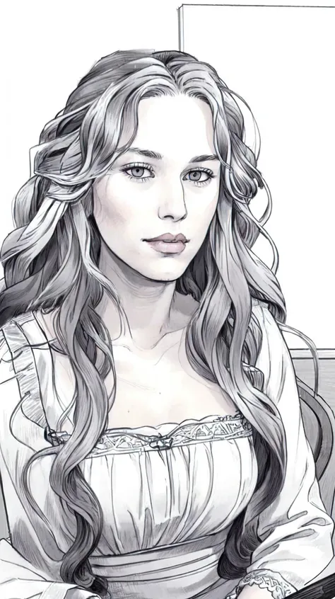 masterpiece, best quality
 <lora:Abigail-002-000007:0.7> abigail,  long hair, solo, looking at viewer,  very long hair, white hair,  curly hair
"adult woman", (25 years old, 25y.o.),
(badly drawn, sketch:1.2), [pencil::0.34]
cleavage, 
sitting in chair,
(simple white background),
(monochrome,greyscale),