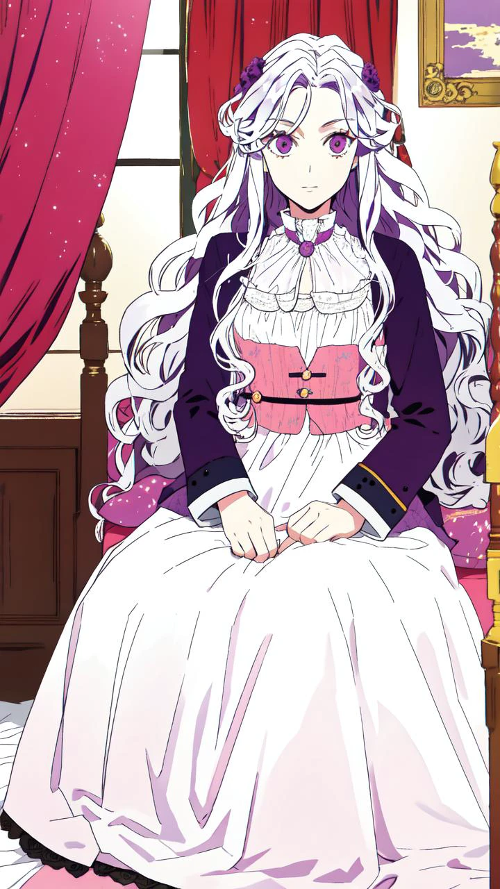 masterpiece, best quality,
<lora:Abigail-002-000007:0.7> abigail, long hair, solo, looking at viewer, purple eyes, very long hair, white hair, pink eyes, curly hair
vivid colors,
1girl, (solo)
("":1.2)
bedroom
" "
" "