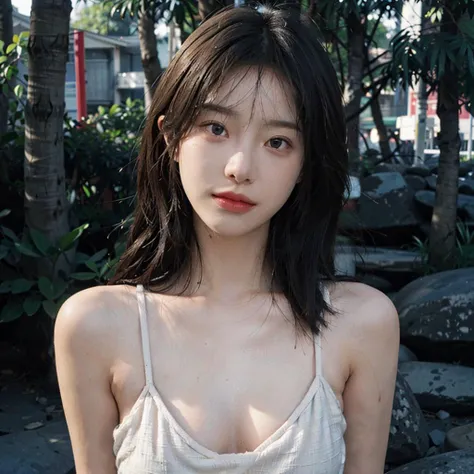 soft lighting, RAW photo, (perfect lighting), (masterpiece), (best quality:1.0), (ultra highres:1.0), extreme detailed eyes, symmetry, front view, upper body, (HQ skin:1.2, shiny skin), (photorealistic:1.37, realistic), highly detailed CG unified 8K wallpapers, perfect eyes, (dynamic pose:1), portrait, 8K, Best quality, ultra high res, (photorealistic:1.4), raw photo, (Authentic skin texture:1.3), (film grain:1.3),1girl,beautiful detailed eyes and face,masterpiece, best quality ,upper body, <lora:koreanDollLikeness:0.2>, beautiful scene, nature, nude, nsfw, no clothes