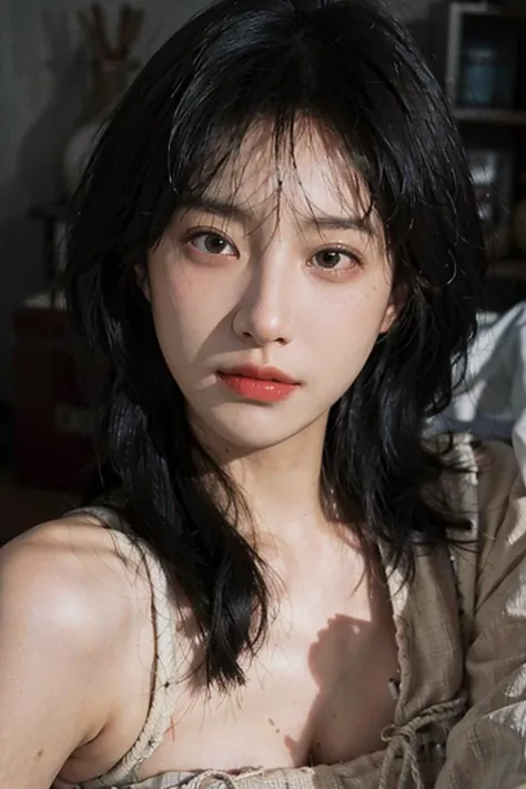 8K,Best quality, masterpiece, ultra high res, (photorealistic:1.4), raw photo, (Authentic skin texture:1.3), (film grain:1.3), (selfie angle),1girl,beautiful detailed eyes and face,masterpiece, best quality,close-up,upper bod,