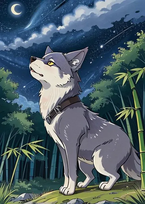 anime artwork of <lora:anime manga girl style:1.2>
a painting of a Anthropomorphism female wolf sitting on a rock with a perfect naked body inside forest jungle with large mountains in background anime manga girl style, anime style, key visual, vibrant, studio anime, highly detailed