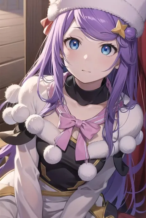 anastasiahoshin, <lora:anastasiahoshin-lora-nochekaiser:1>,
anastasia hoshin, long hair, blue eyes, purple hair, swept bangs,
BREAK hair ornament, long sleeves, hat, dress, bow, star \(symbol\), white dress, fur trim, white headwear, pink bow, pom pom \(clothes\), star hair ornament,
BREAK looking at viewer, full body,
BREAK indoors,
BREAK <lyco:GoodHands-beta2:1>, (masterpiece:1.2), best quality, high resolution, unity 8k wallpaper, (illustration:0.8), (beautiful detailed eyes:1.6), extremely detailed face, perfect lighting, extremely detailed CG, (perfect hands, perfect anatomy),