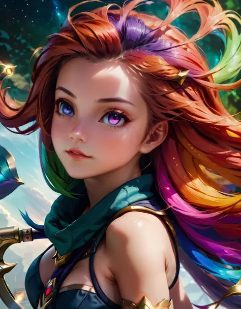 Surrealism 1girl zoe, (heterochromia), long multi colored hair, league of legends, Low Angle Shot,
<lora:LolZoeXL:0.9> <lora:xl_more_art-full_v1:0.4>, ziprealism , expressive, dramatic, organic lines and forms, dreamlike and mysterious, Surrealism