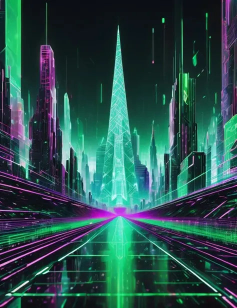 ((best quality)), ((masterpiece)), ((realistic,digital art)), (hyper detailed),holographic hologram DonMCyb3rSp4c3 City,<lora:DonMCyb3rSp4c3-000010:1>