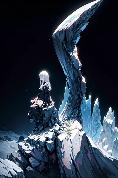 1girl, mature, long silver hair, night, mountain, aurora, moon,((random camera shoot1.4)),(random body pose:1.4),<lora:detailmaker:2>
girl sitting on rock at peak of mountain during night looking up of sky aurora,
volumetric lighting, dynamic lighting, dynamic composition, reflection, caustics, subsurface scattering, (masterpiece, best quality, ultra-detailed, best shadow), high contrast, (best illumination, an extremely delicate and beautiful), ((cinematic light)), colorful, hyper detail, dramatic light, intricate details, stunning gradient colors, no watermark signature,(detailed background),(ultra detailed), (best shadow:1.1)+++++,(high contrast)+++,(best illumination)+++, <lora:add_detail:1>
