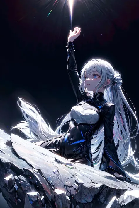 1girl, mature, long silver hair, night, mountain, aurora, moon,((random camera shoot1.4)),(random body pose:1.4),<lora:detailmaker:2>
girl sitting on rock at peak of mountain during night looking up of sky aurora,
volumetric lighting, dynamic lighting, dynamic composition, reflection, caustics, subsurface scattering, (masterpiece, best quality, ultra-detailed, best shadow), high contrast, (best illumination, an extremely delicate and beautiful), ((cinematic light)), colorful, hyper detail, dramatic light, intricate details, stunning gradient colors, no watermark signature,(detailed background),(ultra detailed), (best shadow:1.1)+++++,(high contrast)+++,(best illumination)+++,  <lora:add_detail:1>
