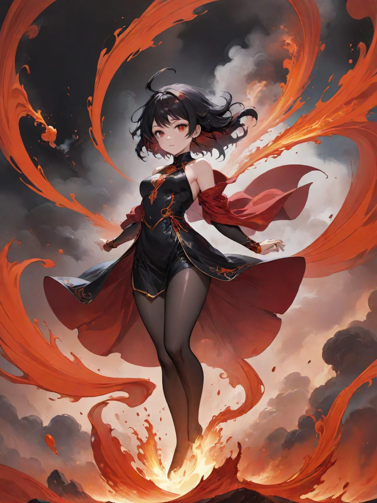 anime artwork (full body shot:1.5), a woman floating in the air, covered with black oil and red paint,surrounded by smoke, liquid, intricate, elegant, highly detailed, centered, digital painting, artstation, concept art, smooth, sharp focus, illustration, by ( ( tom whalen ) ), wlop, mars ravelo, octane <lora:xl_yamer_style-2.0:0.6>, anime style, key visual, vibrant, studio anime, highly detailed, <lora:LCM_LoRA_Weights:0.7>