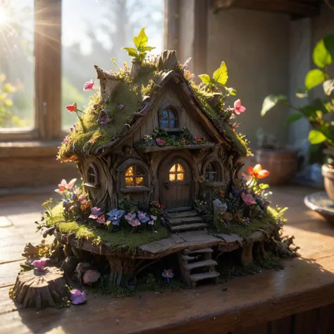 award winning macro photography, [grapes:fairy houses:0.2] on a table in the kitchen, sunlight though window, lighting creates a magical atmosphere, chroma, 8k resolution, trending on artstation, style of midjourney,  <lora:xl_more_art-full_v1:0.8>  <lora:LCM_LoRA_Weights:0.3>