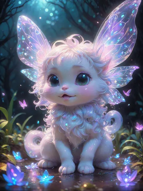 dreamscape a cute creature, no human, a lot of little details, by ayami kojima, smooth shading, 8k, cinematic composition, octane render, concept art, trending on artstation, digital painting, anime, disney, pixar, 8k, hd, dof, kodak film, volumetric lighting, subsurface scattering, photorealistic, octane <lora:EnvyMagicalXL01:0.8> magical  <lora:Fluid holography:0.4> holography, [prompt] <lora:LCM_LoRA_Weights:0.7>, surreal, ethereal, dreamy, mysterious, fantasy, highly detailed